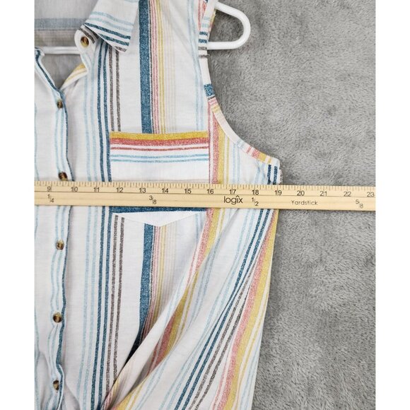 Eden & Olivia Shirt0 Womens Medium Striped Casual Button Up Sleeveless Blouse - Picture 4 of 12